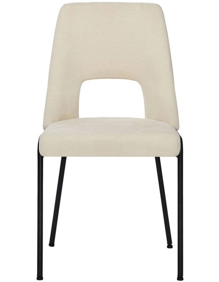 Oikiture 4x Dining Chairs Chenille Fabric Kitchen Side Chair Beige image 2