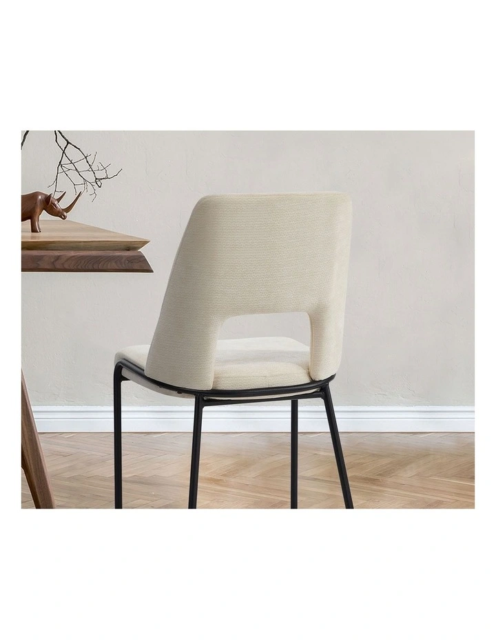 Oikiture 4x Dining Chairs Chenille Fabric Kitchen Side Chair Beige image 6