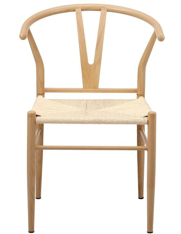 Oikiture 4x Dining Chair Metal Hans Wegner Chair Wishbone Cafe Lounge Beige image 2