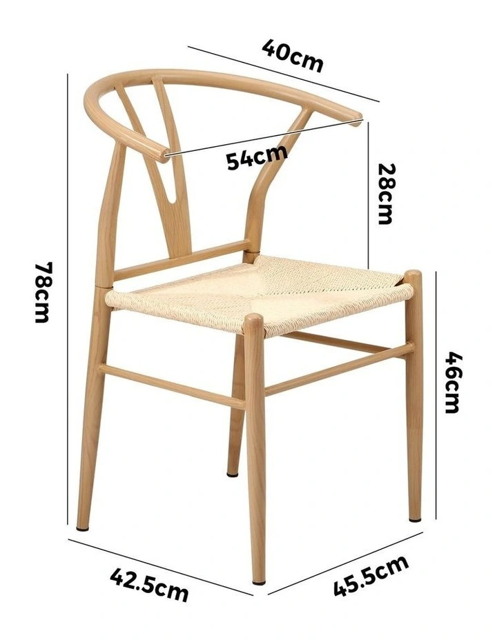 Oikiture 4x Dining Chair Metal Hans Wegner Chair Wishbone Cafe Lounge Beige image 3