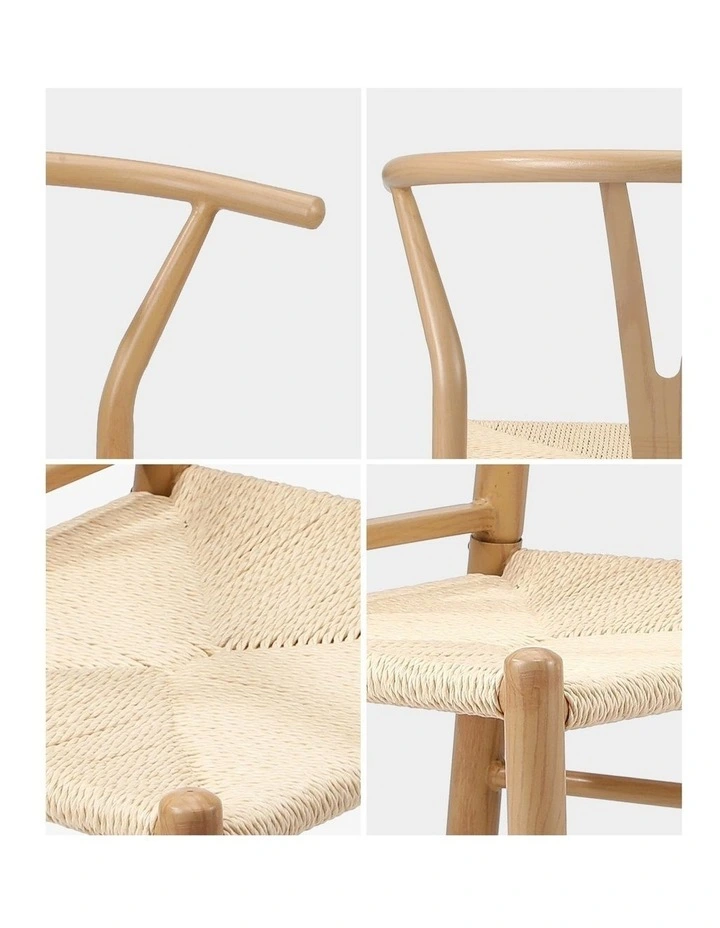 Oikiture 4x Dining Chair Metal Hans Wegner Chair Wishbone Cafe Lounge Beige image 6