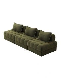 Oikiture 3 Seater Boucle Modular Sofa Lounge Chair Armless TOFU Back Green