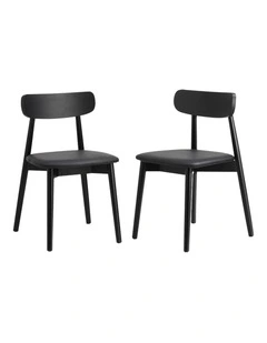 Oikiture 4x Dining Chairs Kitchen Chair PU Leather Solid Wood Cafe Lounge Black
