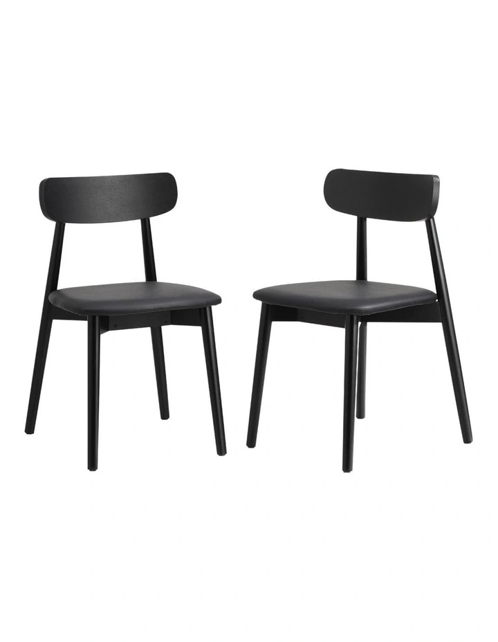 Oikiture 4x Dining Chairs Kitchen Chair PU Leather Solid Wood Cafe Lounge Black image 1