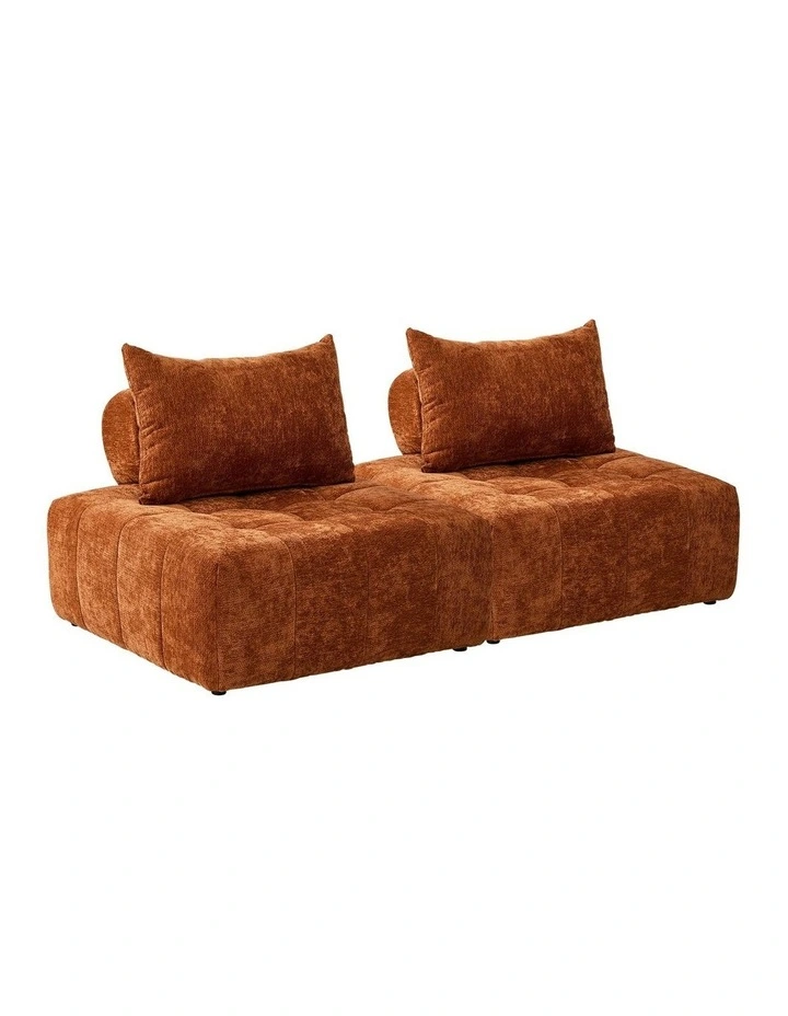Oikiture 2x Chenille Modular Sofa Floor Lounge Chair w/Pillow TOFU Armless Brown image 1