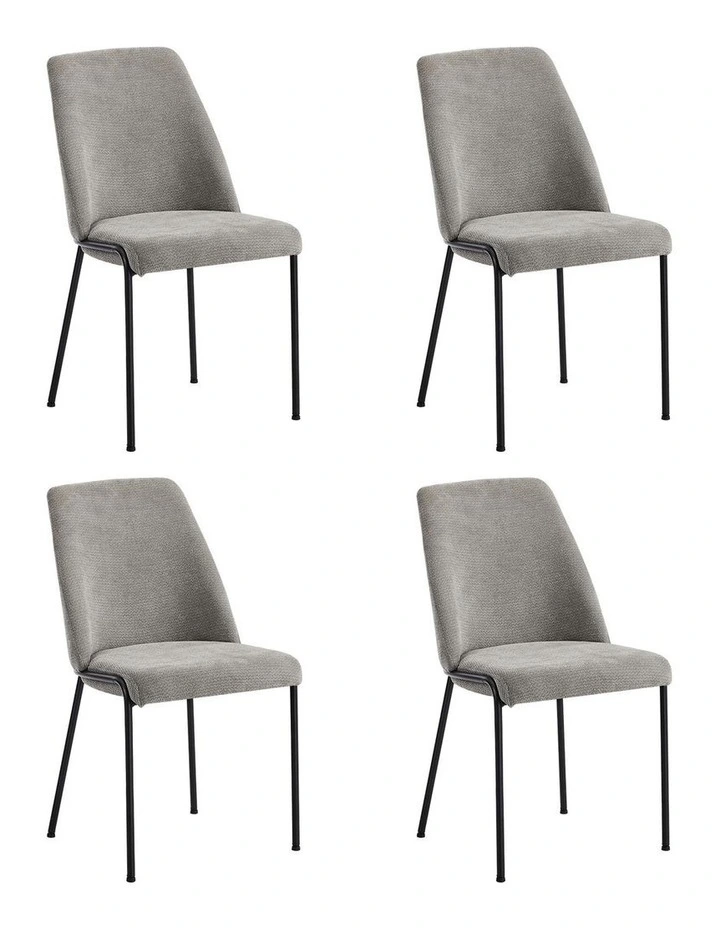 Oikiture Set of 4 Dining Chairs Chenille Fabric Kitchen Chair Padded Seat Grey image 1