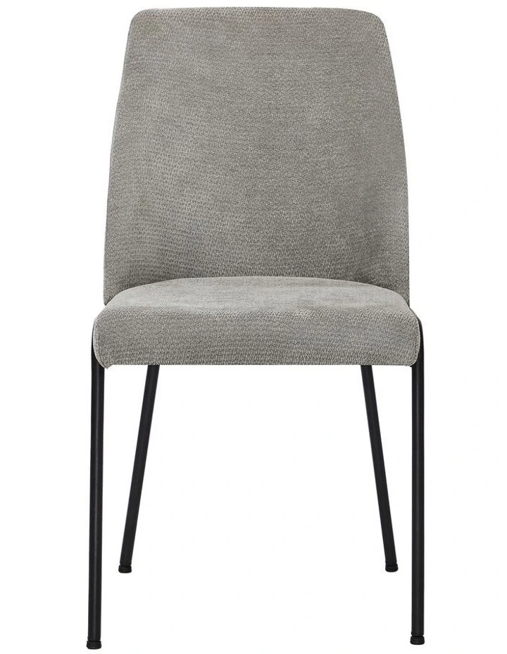 Oikiture Set of 4 Dining Chairs Chenille Fabric Kitchen Chair Padded Seat Grey image 2