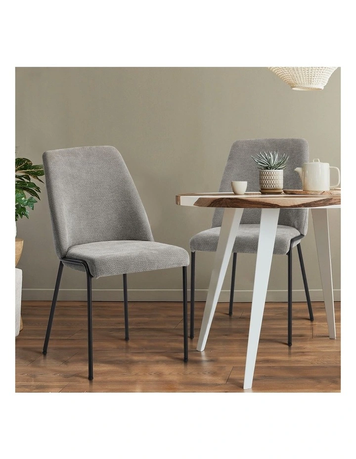 Oikiture Set of 4 Dining Chairs Chenille Fabric Kitchen Chair Padded Seat Grey image 5