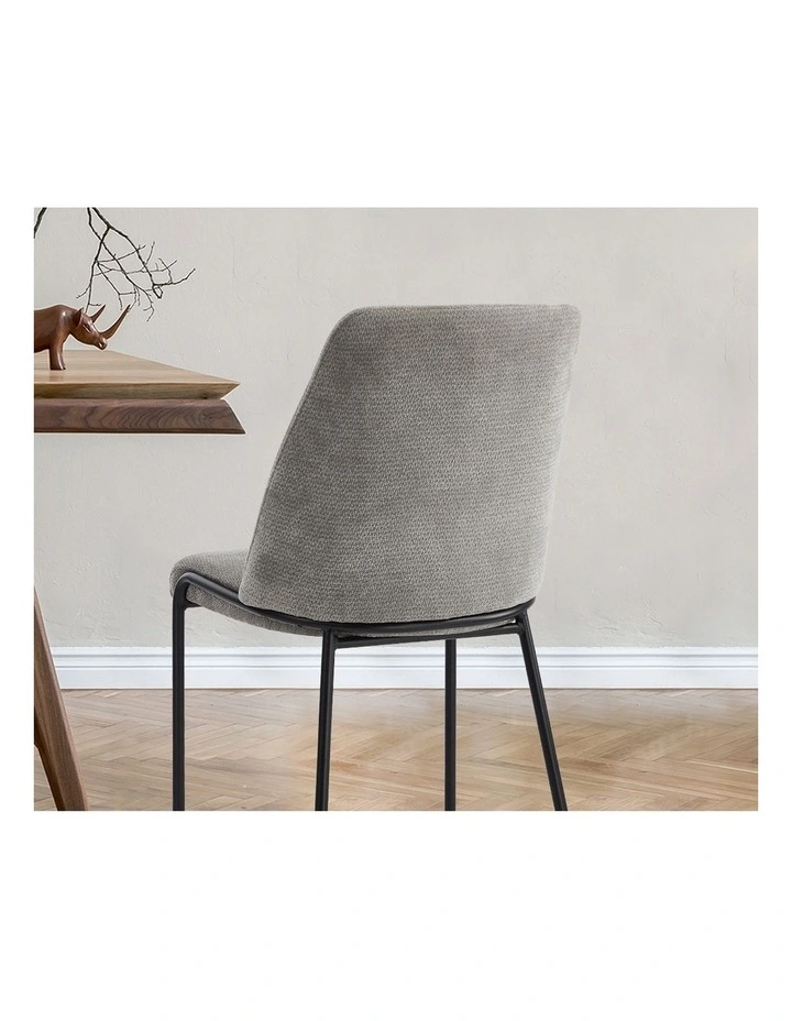 Oikiture Set of 4 Dining Chairs Chenille Fabric Kitchen Chair Padded Seat Grey image 6