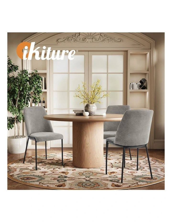 Oikiture Set of 4 Dining Chairs Chenille Fabric Kitchen Chair Padded Seat Grey image 7