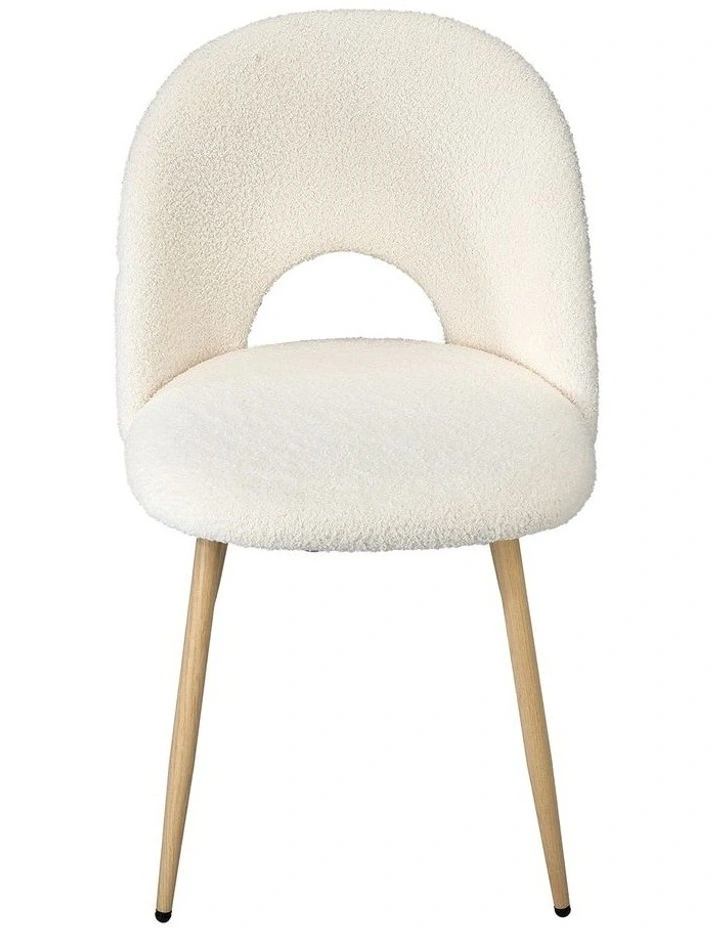 Oikiture 4PCS Dining Chairs Accent Chair Armchair Sherpa Wooden White image 2