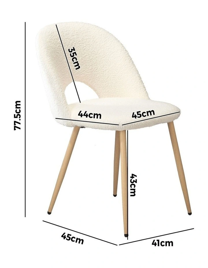 Oikiture 4PCS Dining Chairs Accent Chair Armchair Sherpa Wooden White image 3