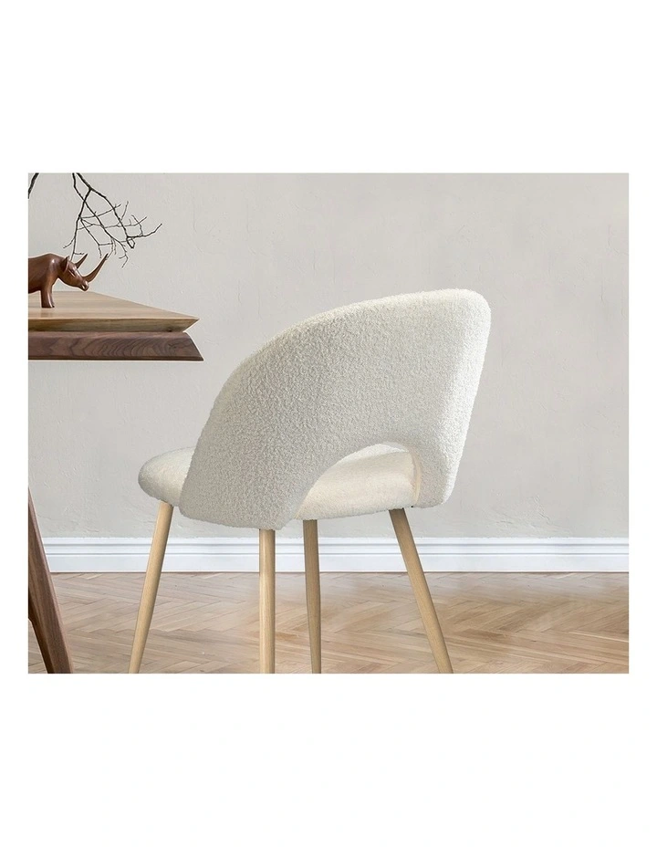 Oikiture 4PCS Dining Chairs Accent Chair Armchair Sherpa Wooden White image 6