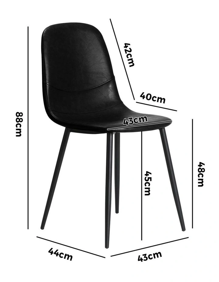 Oikiture 4x Dining Chairs Kitchen Accent Chair Lounge Room PU Leather Black image 3