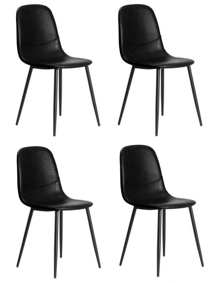 Oikiture 4x Dining Chairs Kitchen Accent Chair Lounge Room PU Leather Black image 4