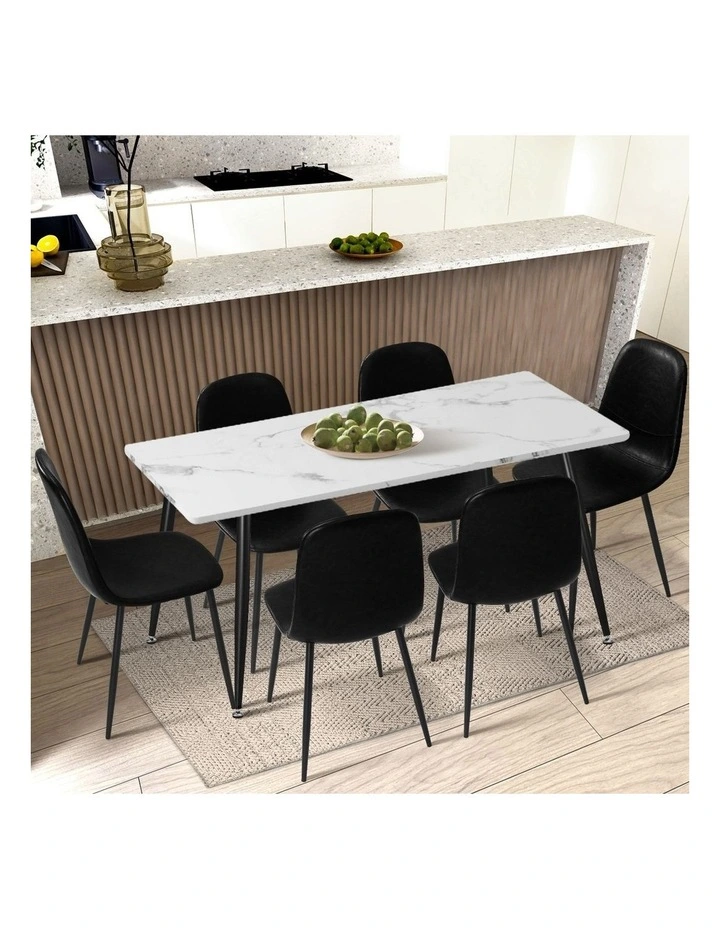 Oikiture 4x Dining Chairs Kitchen Accent Chair Lounge Room PU Leather Black image 5