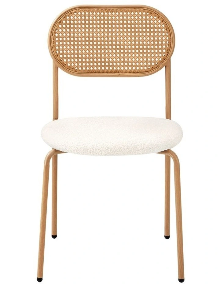 Oikiture 4PCS Dining Chair Accent Chairs Rattan Furniture Sherpa White image 2
