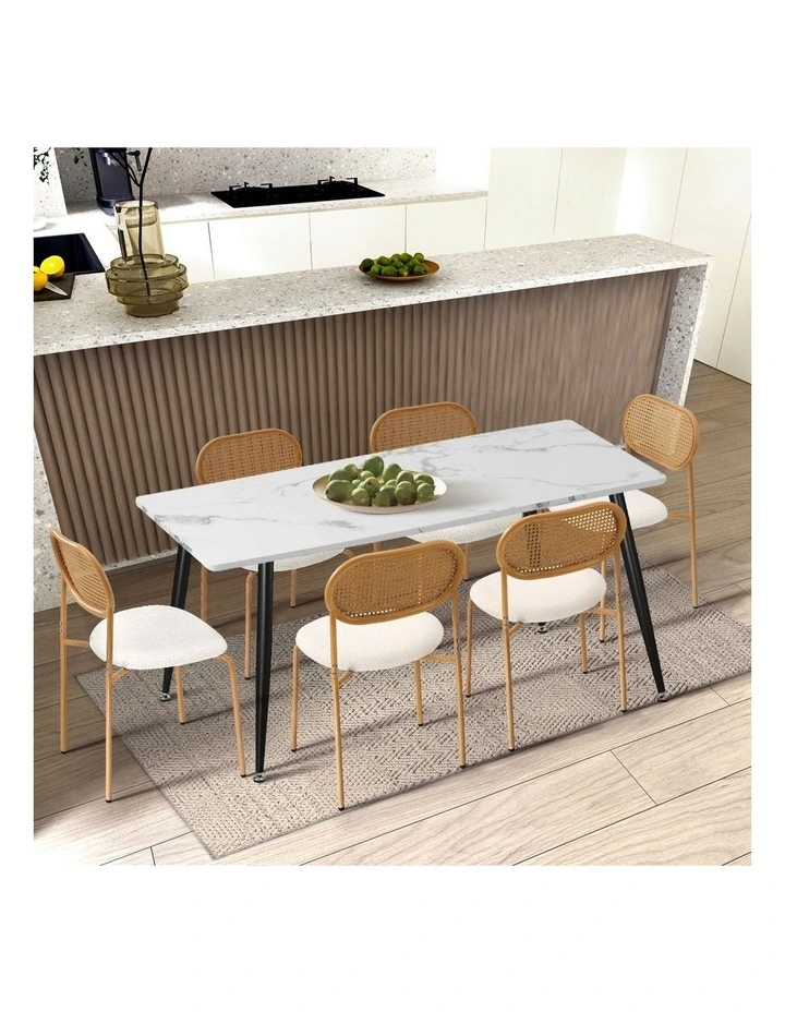 Oikiture 4PCS Dining Chair Accent Chairs Rattan Furniture Sherpa White image 5