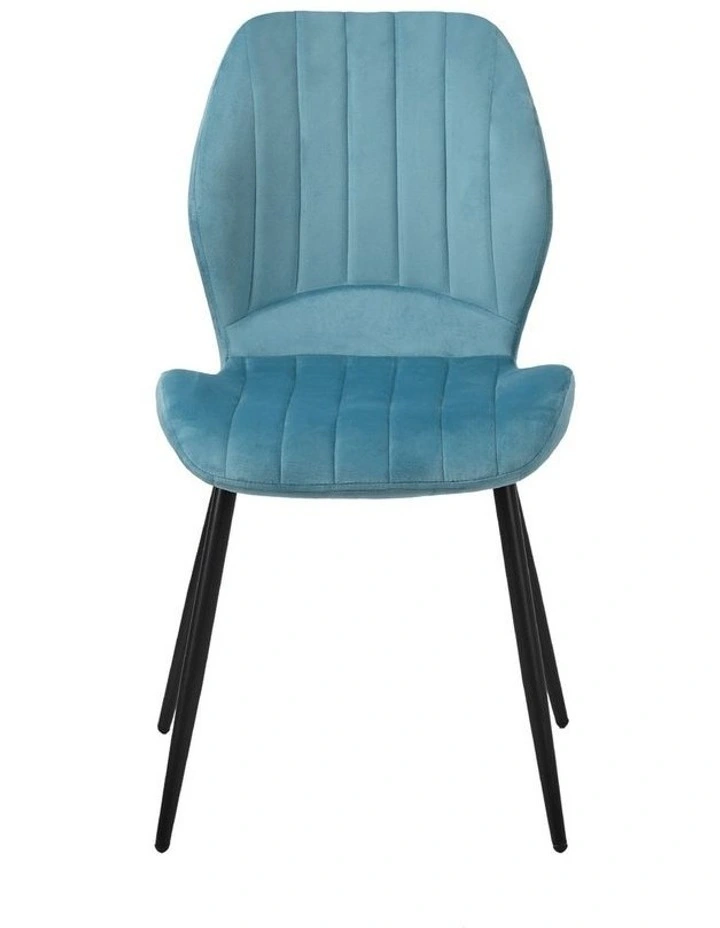 Oikiture Set of 4 Dining Chairs Kitchen Lounge Padded Seat Armless Velvet Blue image 5