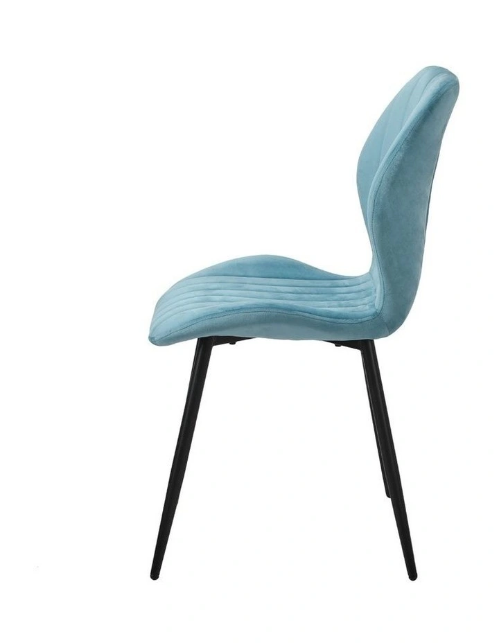 Oikiture Set of 4 Dining Chairs Kitchen Lounge Padded Seat Armless Velvet Blue image 6