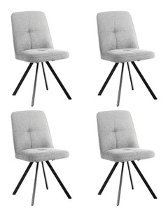 Oikiture 4x Dining Chair Kitchen Seat Linen Fabric Accent Chair Grey