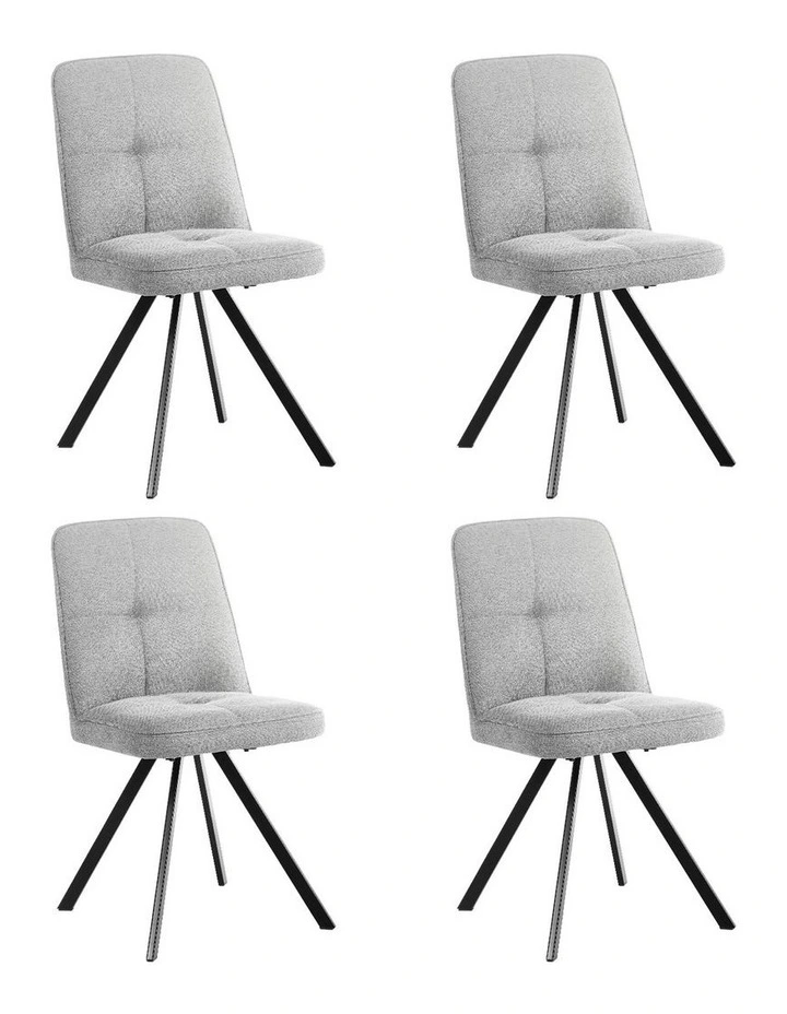 Oikiture 4x Dining Chair Kitchen Seat Linen Fabric Accent Chair Grey image 1