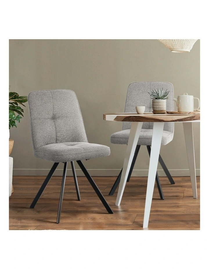 Oikiture 4x Dining Chair Kitchen Seat Linen Fabric Accent Chair Grey image 5