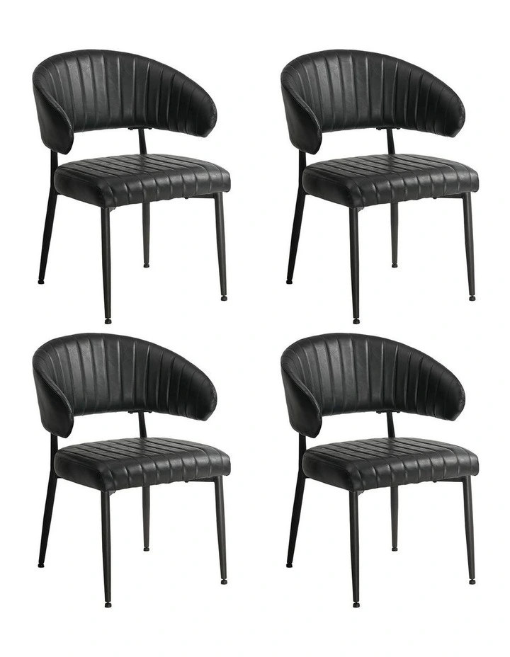 Oikiture 4x PU Leather Dining Chair Kitchen Padded Seat Black image 1