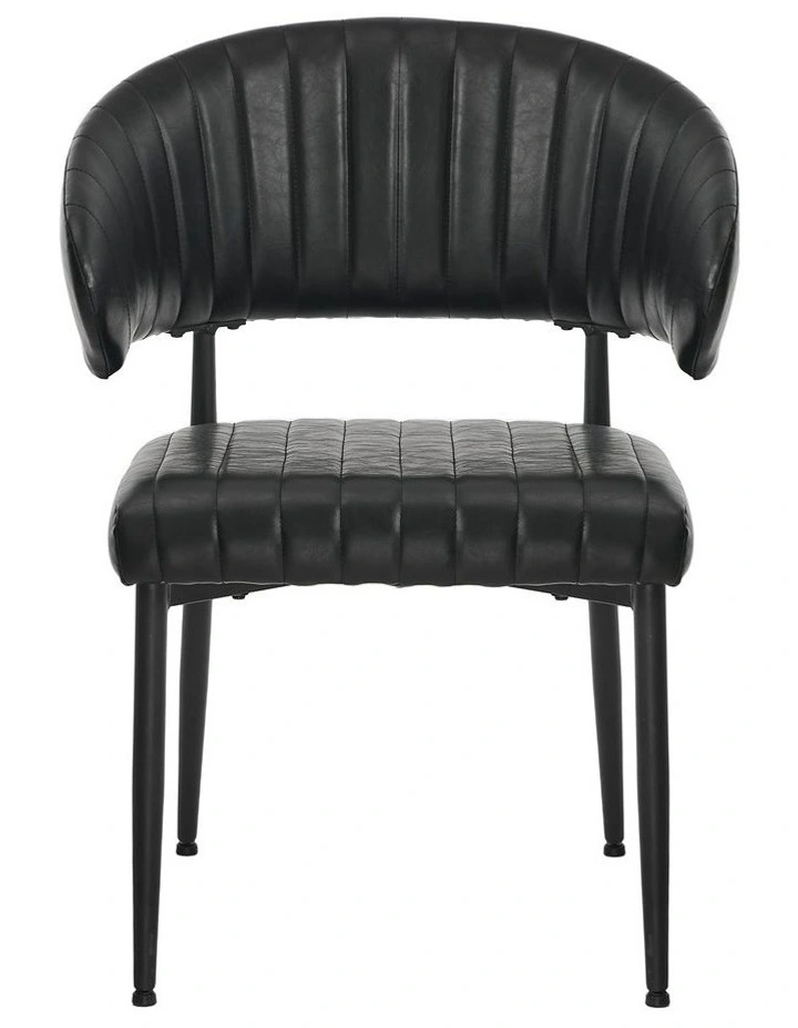 Oikiture 4x PU Leather Dining Chair Kitchen Padded Seat Black image 2