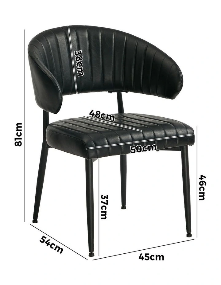 Oikiture 4x PU Leather Dining Chair Kitchen Padded Seat Black image 3