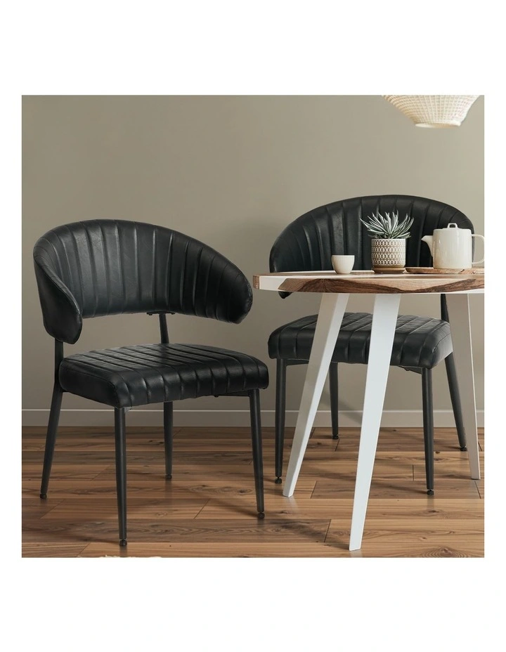 Oikiture 4x PU Leather Dining Chair Kitchen Padded Seat Black image 5