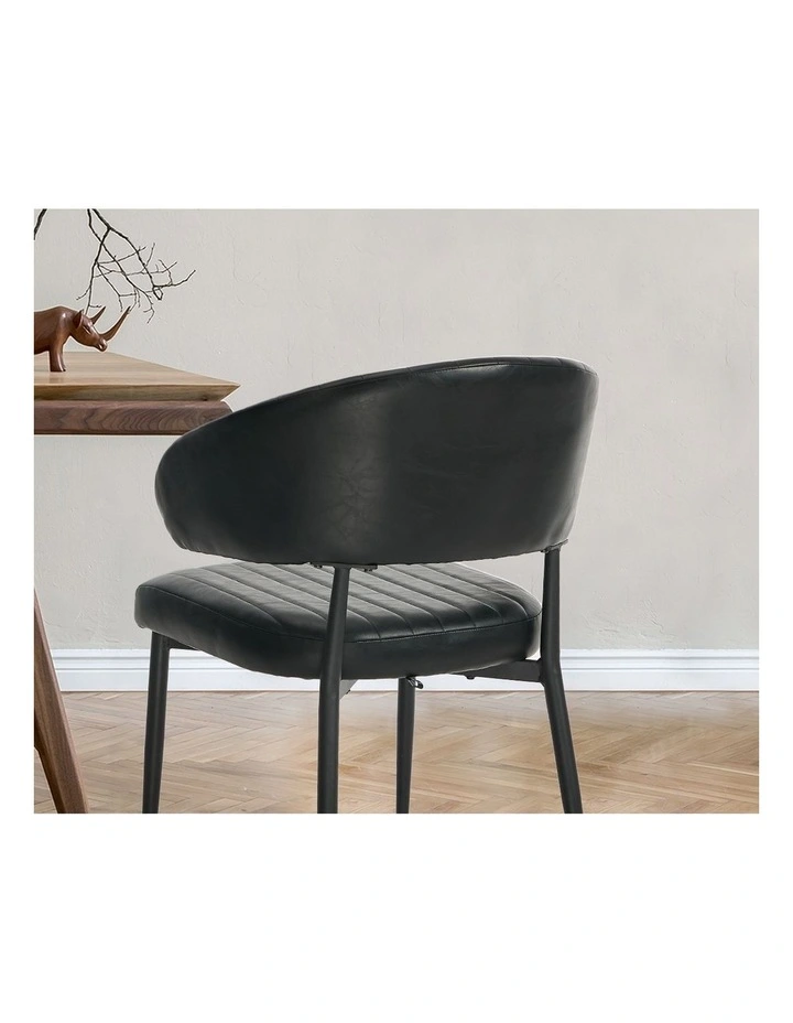 Oikiture 4x PU Leather Dining Chair Kitchen Padded Seat Black image 6