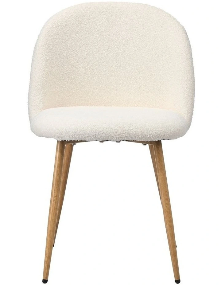 Oikiture 4x Dining Chairs Accent Chair Armchair Upholstered Sherpa Wooden White image 2