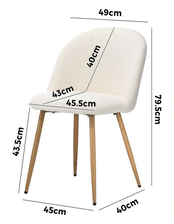 Oikiture 4x Dining Chairs Accent Chair Armchair Upholstered Sherpa Wooden White image 3