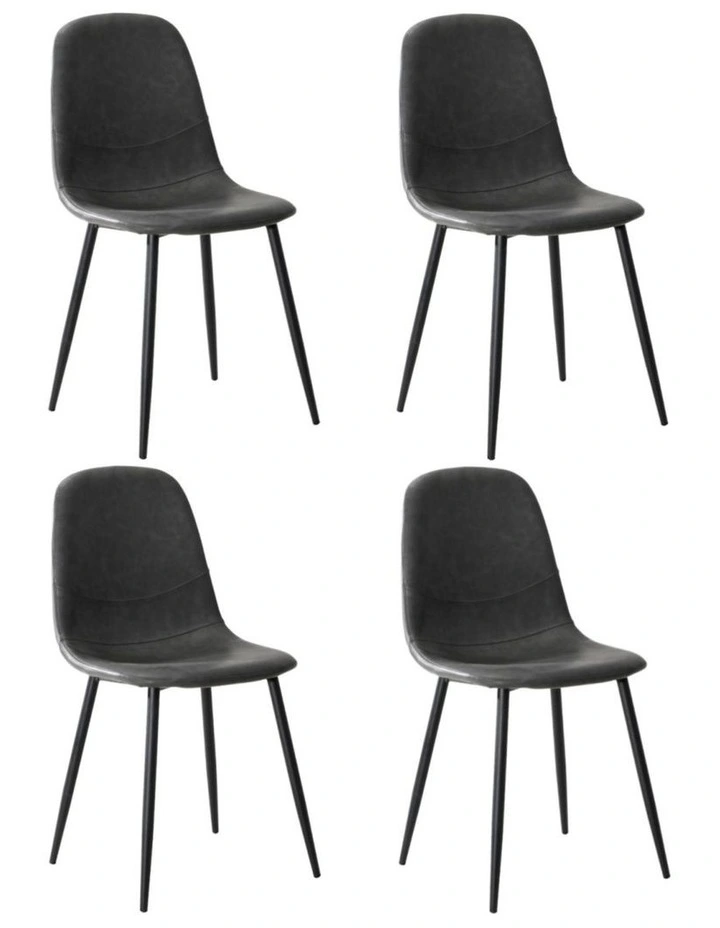 Oikiture 4x Dining Chairs Kitchen Accent Chair Lounge Room PU Leather Grey image 1