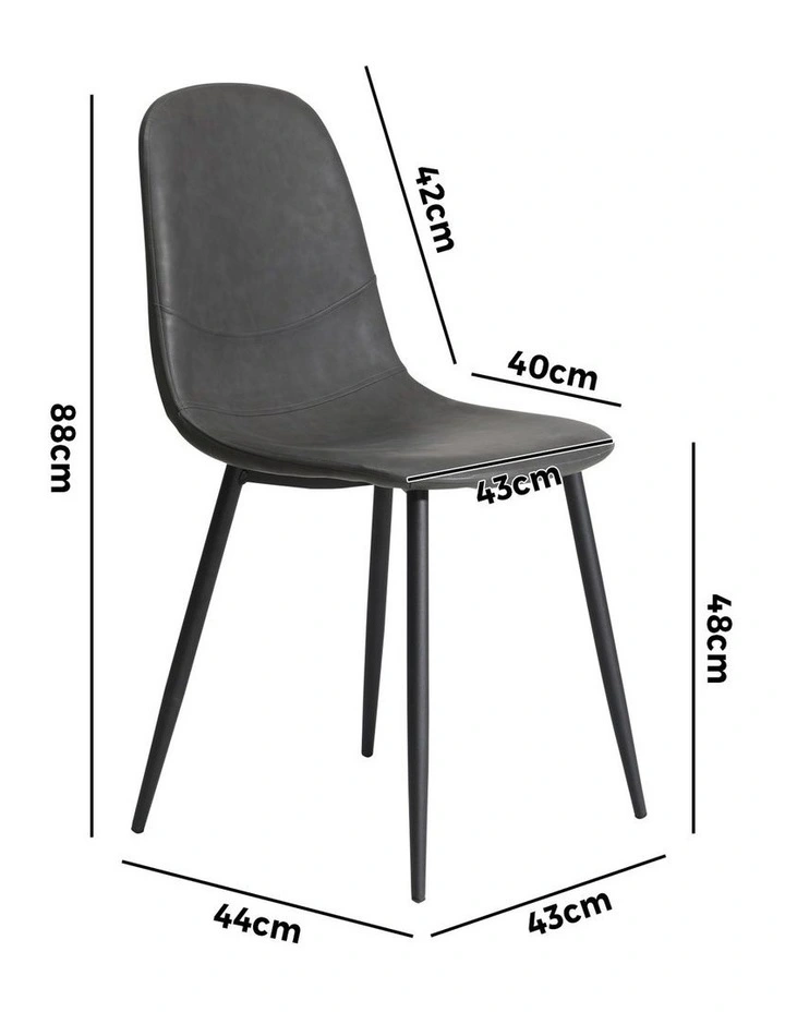 Oikiture 4x Dining Chairs Kitchen Accent Chair Lounge Room PU Leather Grey image 3