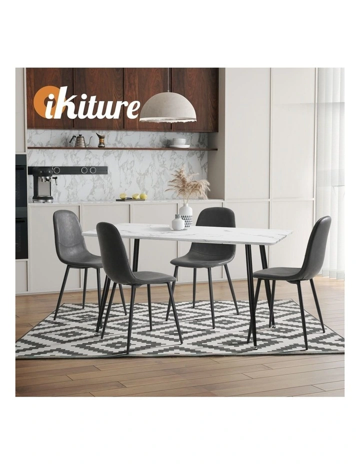 Oikiture 4x Dining Chairs Kitchen Accent Chair Lounge Room PU Leather Grey image 5
