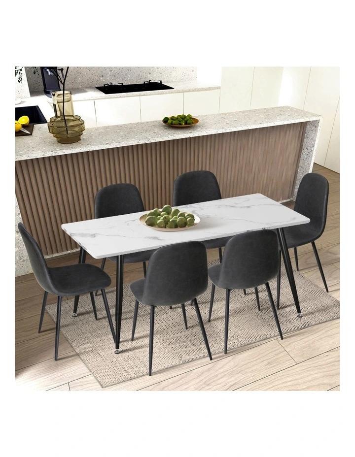 Oikiture 4x Dining Chairs Kitchen Accent Chair Lounge Room PU Leather Grey image 6
