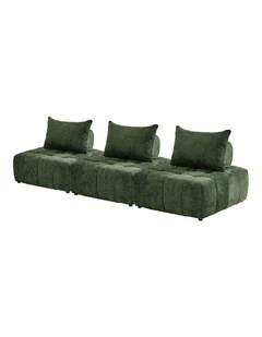Oikiture 3x Chenille Modular Sofa Floor Lounge Chair w/Pillow TOFU Armless Green