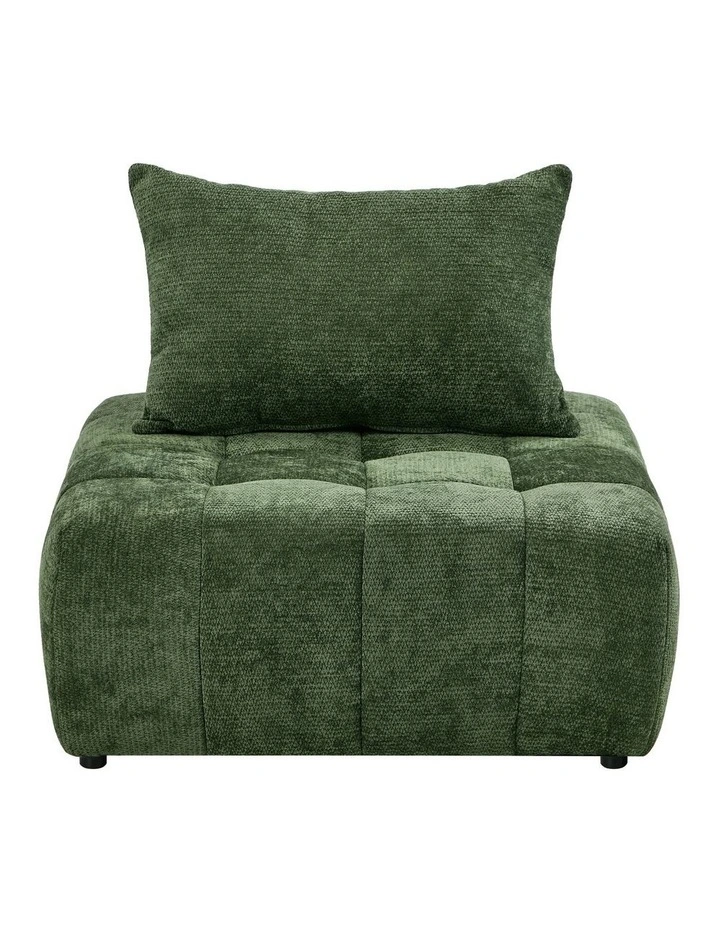 Oikiture 3x Chenille Modular Sofa Floor Lounge Chair w/Pillow TOFU Armless Green image 2