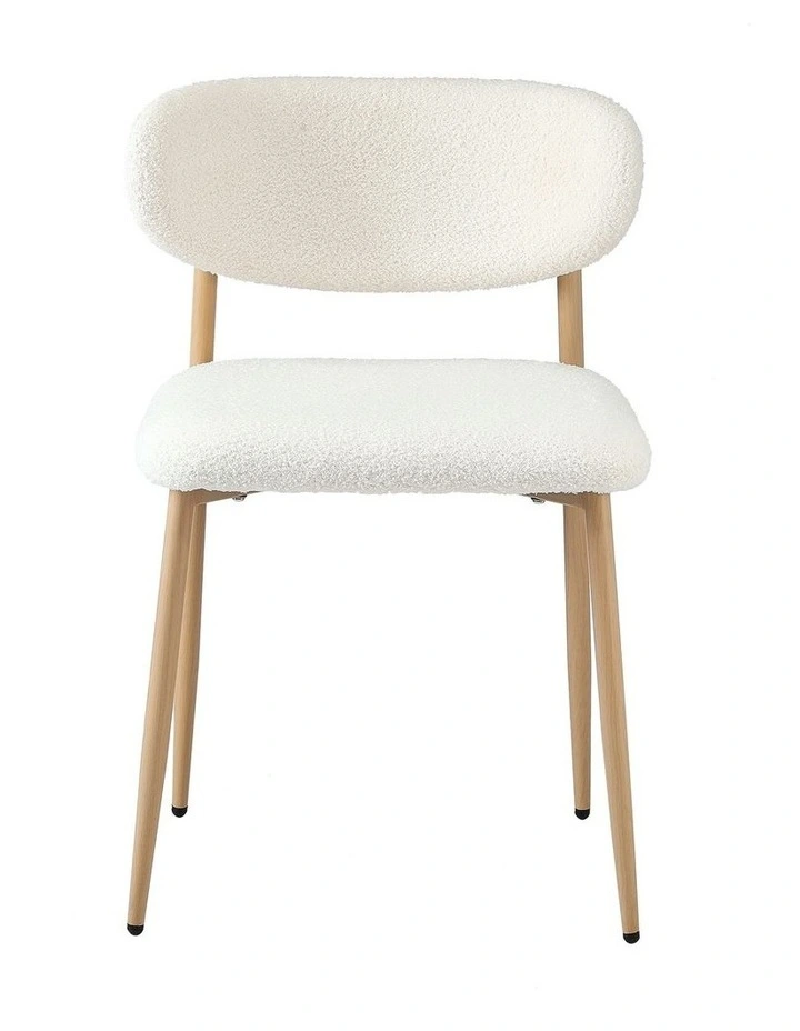Oikiture 4x Dining Chairs Kitchen Chair Cafe Lounge Chair Boucle Wood&White image 2
