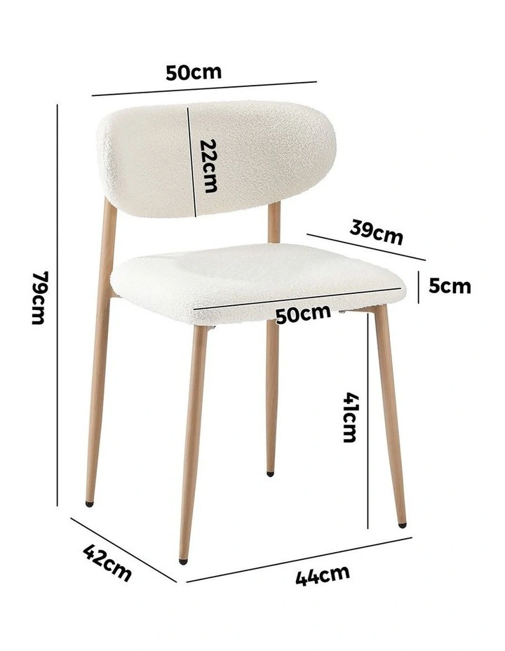 Oikiture 4x Dining Chairs Kitchen Chair Cafe Lounge Chair Boucle Wood&White image 3