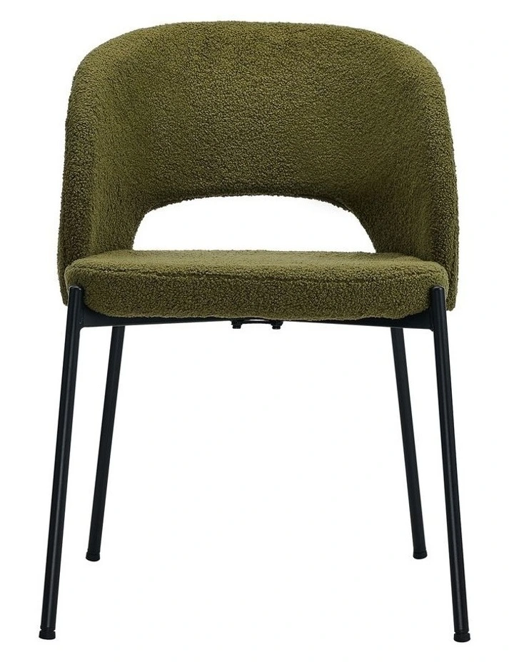 Oikiture 4x Armchair Dining Chair Accent Chairs Tub Armchairs Sherpa Green&Black image 2