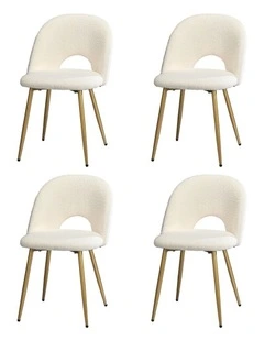 Oikiture 4PCS Dining Chairs Accent Chair Armchair Sherpa Golden White