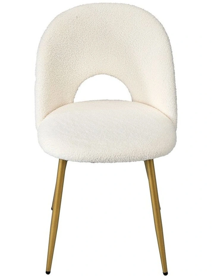 Oikiture 4PCS Dining Chairs Accent Chair Armchair Sherpa Golden White image 2