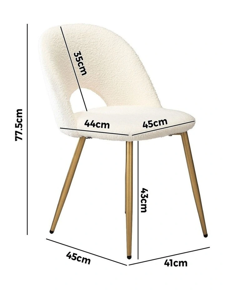 Oikiture 4PCS Dining Chairs Accent Chair Armchair Sherpa Golden White image 3