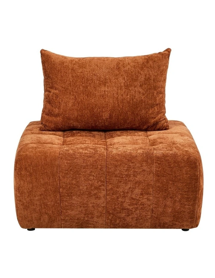 Oikiture 3x Chenille Modular Sofa Floor Lounge Chair w/Pillow TOFU Armless Brown image 2