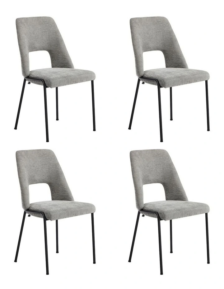 Oikiture 4x Dining Chairs Chenille Fabric Kitchen Side Chair Grey image 1