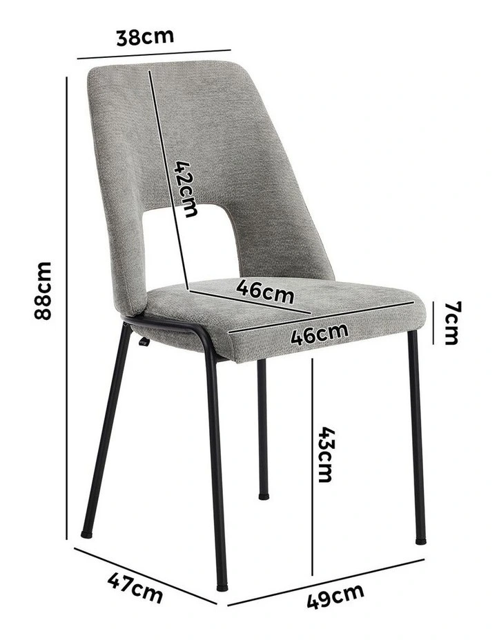 Oikiture 4x Dining Chairs Chenille Fabric Kitchen Side Chair Grey image 3