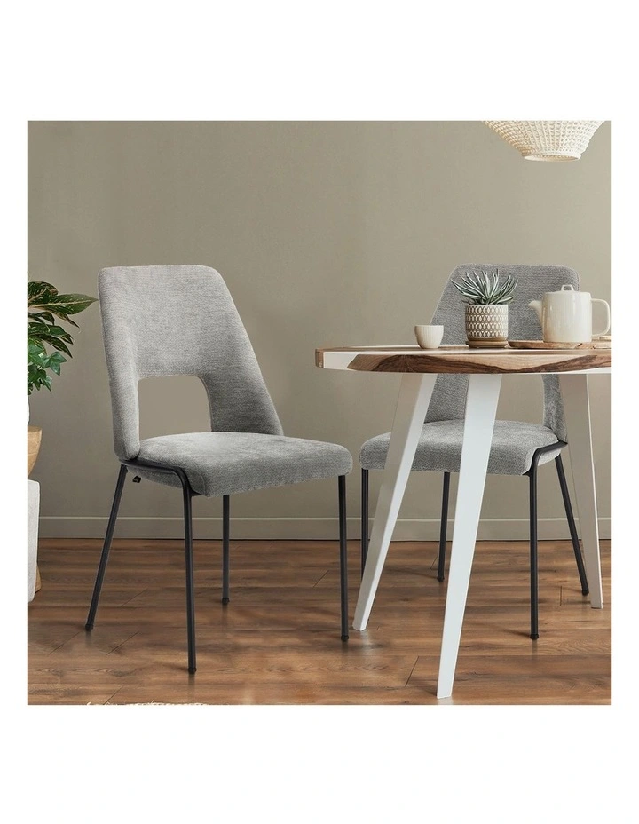 Oikiture 4x Dining Chairs Chenille Fabric Kitchen Side Chair Grey image 5